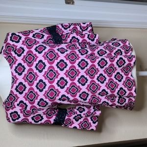 Small, purple and navy Crown and Ivy bell sleeved top